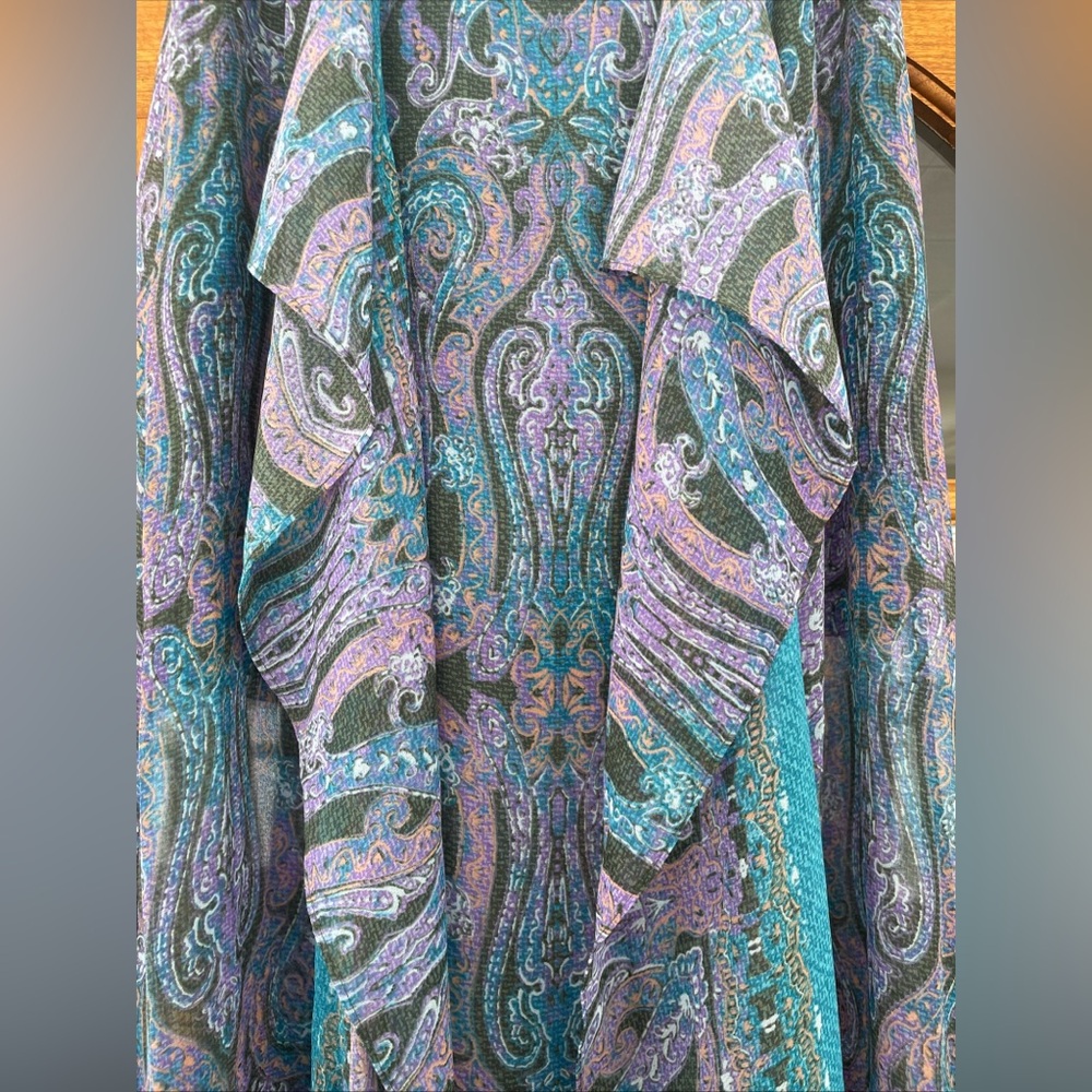 BCBGMAXAZRIA Blue/purple Elm Combo Paisley Maxi Skirt Size 8 - Picture 2 of 6